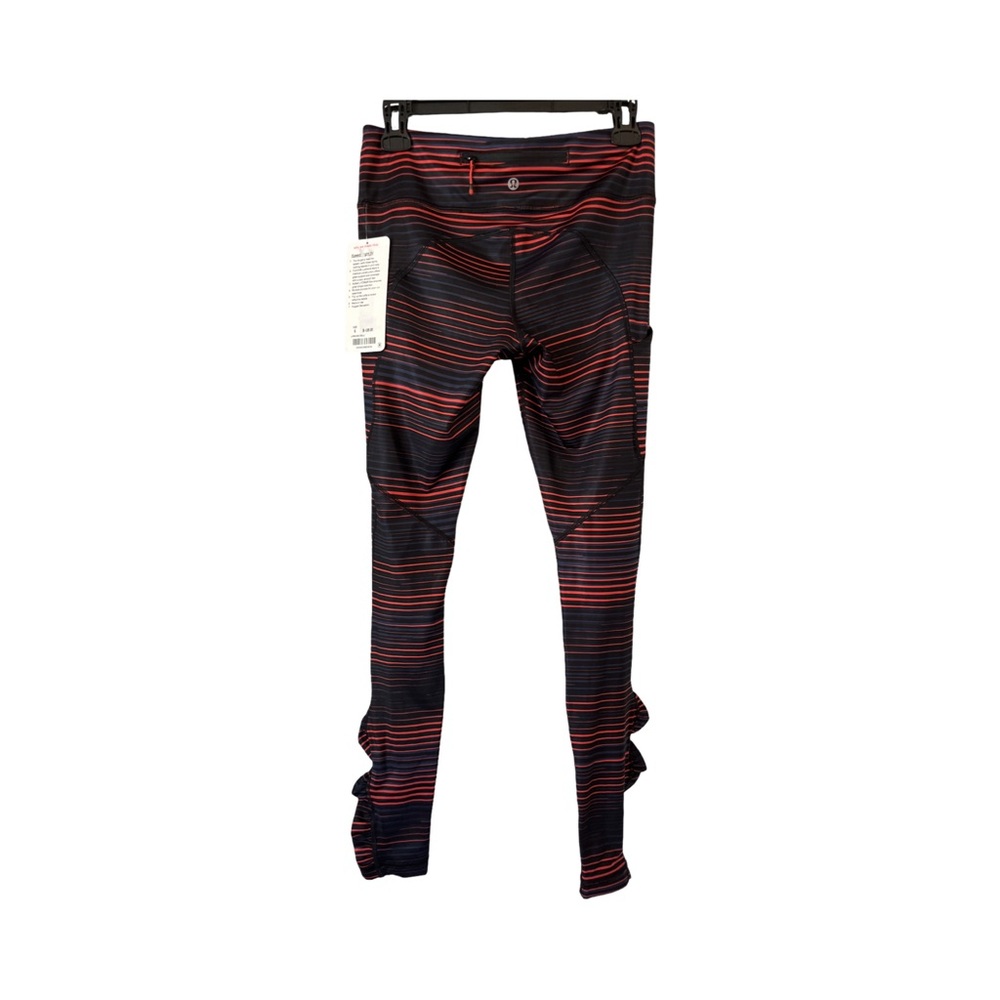 NWT Lululemon Speed Tight IV Size 6 Black Coral Stripe Running Leggings - Picture 2 of 7